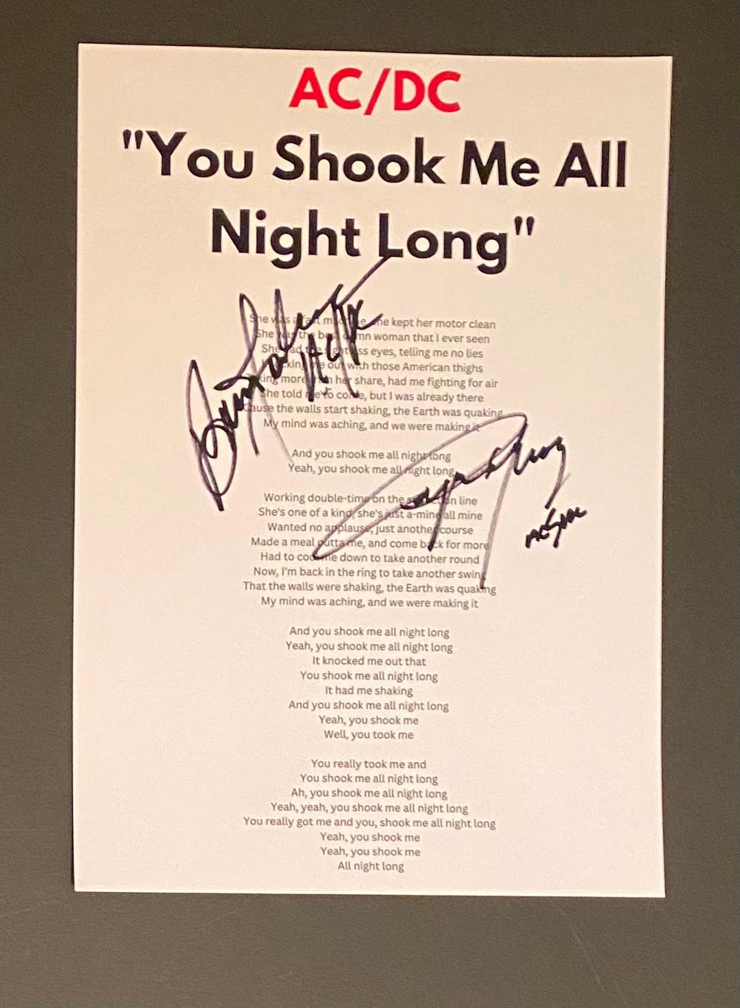 AC/DC Autographed A4 Sheet With COA - Etsy