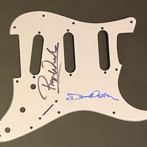 David Gilmour and Roger Waters Pink Floyd Autograph On Pickguard With COA