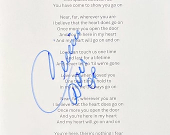Celine Dion Autographed A4 Sheet With COA