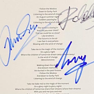 The Scorpions Autogramm auf A4 Folie mit COA