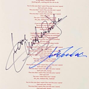 Olivia Newton John & John Travolta Autograph On Grease A4 Sheet With COA