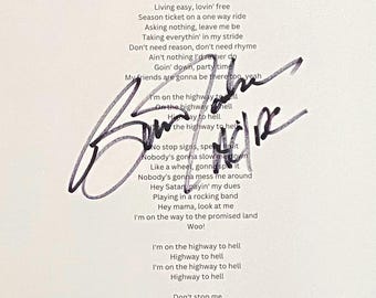 AC/DC Autogramm auf A4 Platte mit Echtheitszertifikat