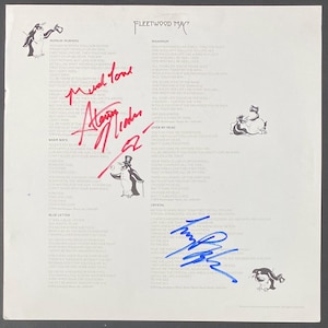 Stevie Nicks and Lindsey Buckingham Autograph On LP Inner Lyric Insert With COA