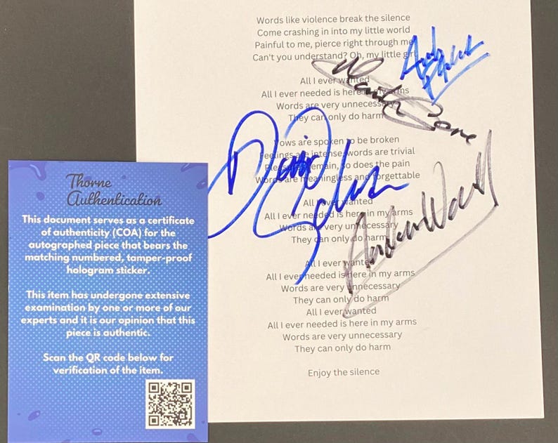 Autograph Text Depeche Mode Autograph on A4 Sheet With COA - Etsy UK