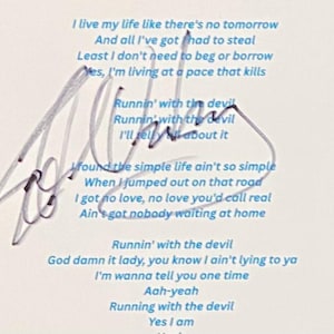 Autografo di Eddie Van Halen su foglio A4 con certificato di autenticità