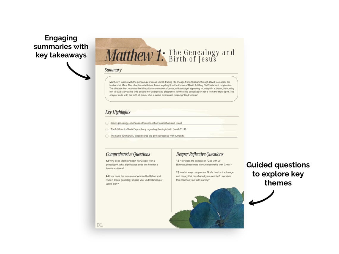 Matthew Study Guide Pdf Matthew Bible Study Guide: New Testament Overview (digital Download) - Etsy
