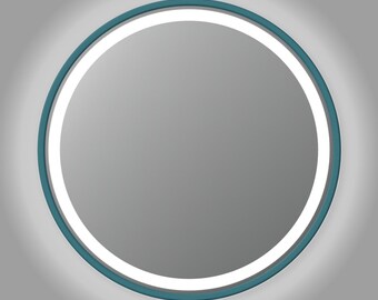 Round Mirror - pastel color -  LED + sandblasted strap