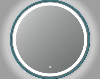 Round Mirror - pastel color -  LED + touch switch + sandblasted strap