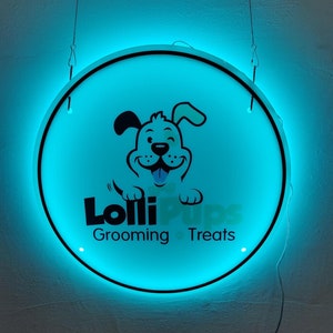 Benutzerdefinierte rundes Neon-Business-Zeichen | Light up Acryl Backlit Schild | 3D-LED-Logo | Beauty Bar Zeichen | Leuchtreklame für Büro | Logo Schild für Salon