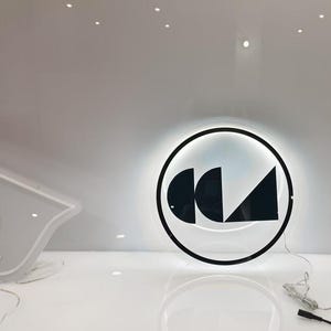 Round Acrylic Neon LED Business Sign, LED Backlit Sign, Acrylic Logo Sign, Office Wall Decor, Light Up Business Logo Sign, Custom Salon Sign