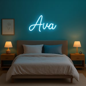 Minimalist Baby Girl Neon Namensschild | Benutzerdefinierte Kinderzimmer Wand LED-Licht | Weiche Boho Raumdekoration | Personalisierte Neugeborenen Geschenk Leuchtschild