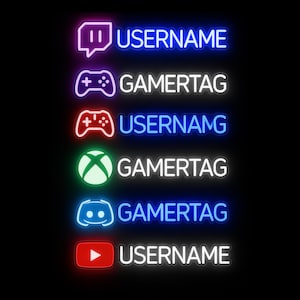 Custom Gamer Tag Neon Sign | Personalized LED Name Light | Gaming Room Decor | Streamer Setup Glow | LED Sign for Twitch & YouTube