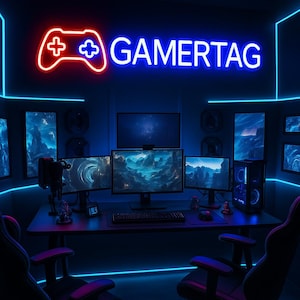 Gamer Room Neon Tag Sign | Custom LED Wall Light | Stream Setup Decor | Personalized Gaming Sign | Twitch or YouTube Room Neon Light