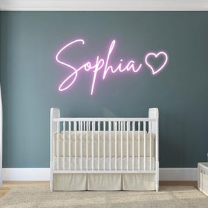 Baby Girl Neon Namensschild | Benutzerdefinierte LED Kinderzimmer Licht | Pink Glow Wanddekor | Personalisierte Kinderzimmer Zeichen | Neugeborenen Baby Geschenk Neon