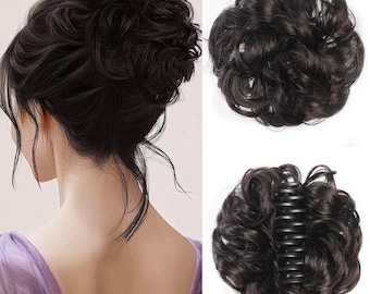 Scrunchie Claw Clip – Volumizing Messy Bun Hairpiece, Natural Look Updo for Weddings