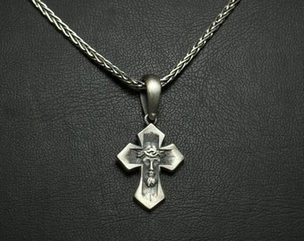 Solid Silver Crucifix Cross Necklace , Christian Religious Jewelry, Jesus On The Cross Pendant, Faith Statement Piece.