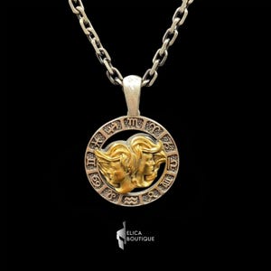 Gemini Necklace,Gemini Vintage Necklace,Zodiac Necklace,Gemini zodiac astrology pendant necklace,925 Sterling Silver,Christmas Gift