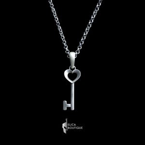 Silver Heart Key Pendant Necklace, Love Key Pendant Necklace, Vintage Key Pendant, Silver Key Necklace, Christmas Gifts for Girlfriend, Wife