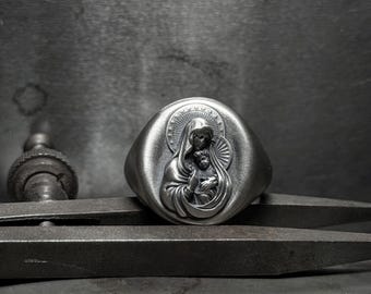 Sacred Heart Virgin Mary Ring  For Religious Devotion, Christian Jewelry Gift