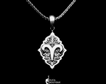 Colgante de Aries hecho a mano, collar de plata con el signo del zodíaco, joyería astrológica para los amantes del horóscopo.