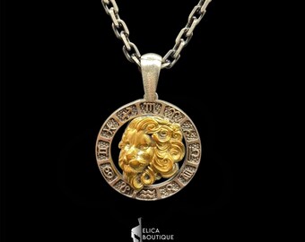 Leo Necklace,Leo Vintage Necklace,Zodiac Necklace,Leo zodiac astrology pendant necklace,925K Silver,Christmas Gift