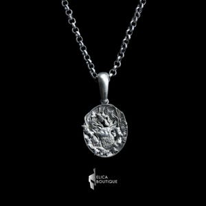 Deer pendant necklace for men in sterling silver, Personalized animal necklace for best friend, Healing necklace for him.