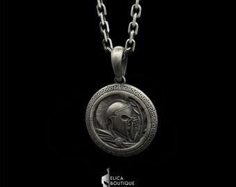 Spartan Helmet Handmade Silver Necklace, Spartan Helmet Silver Men Jewelry, Spartan Helmet Sterling Silver Pendant, Ancient Greece Men Gift