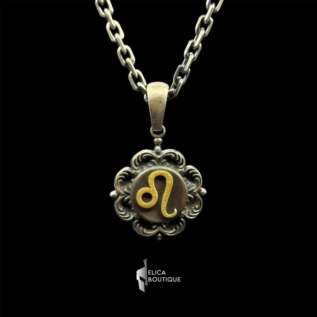 925 Sterling Silver Leo Zodiac Necklace, Vintage Astrology Pendant - Etsy