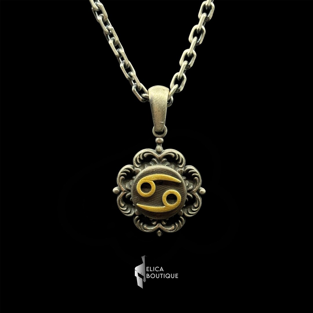 925 Sterling Silver Cancer Zodiac Necklace, Vintage Astrology Pendant ...