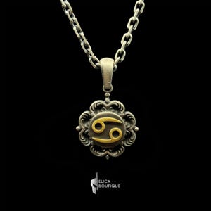 Cancer Necklace,cancer Vintage Necklace,Zodiac Necklace,Cancer zodiac astrology pendant necklace,925K Silver,Christmas Gift