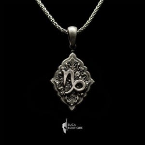 Zodiac Capricorn Pendant Necklace, Handmade Silver Pendant for Astrology Lovers, Vintage  Capricorn Jewelry for Men and Women