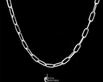 Collar de cadena de ancla larga de plata esterlina - Cadena de plata de ley 925 para colgante.
