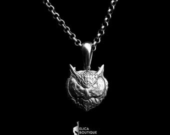 Silver Owl Pendant Necklace, Handmade Animal Totem Jewelry, Wisdom Symbol Charm, Unique Gift for Her, Nature-Inspired Owl Necklace.