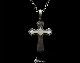 Sterling Silver Crucifix Necklace - Elegant Christian Jewelry, Cross Pendant, Religious Statement Piece.