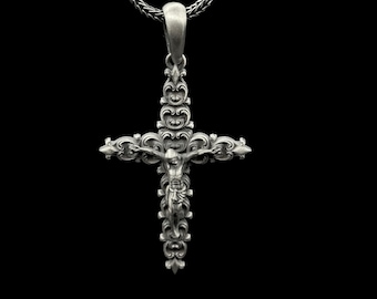 Sterling Silver Crucifix Cross Necklace, Christian Jewelry