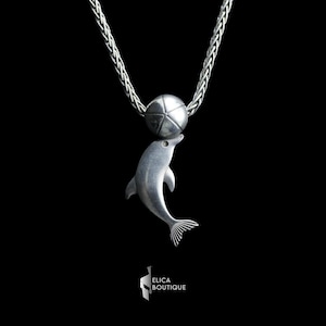 Dolphin Pendant Necklace  - Sterling Silver Ocean-Inspired Jewelry - Unique Animal Gift for Him or Her - Playful Beach Style.