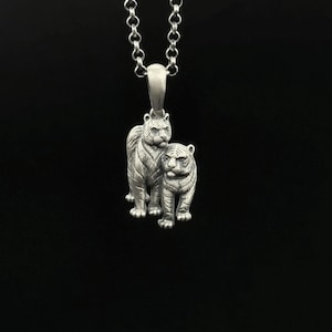 Silver Tiger  Pendant Necklace -  Tiger, Jewelry for  Tiger Lovers, Unique Gift, Handmade Silver Necklace.