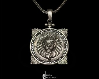 Personalized Zodiac Leo Pendant Necklace, Handmade Silver Pendant for Astrology Lovers, Vintage Leo Jewelry for Men and Women