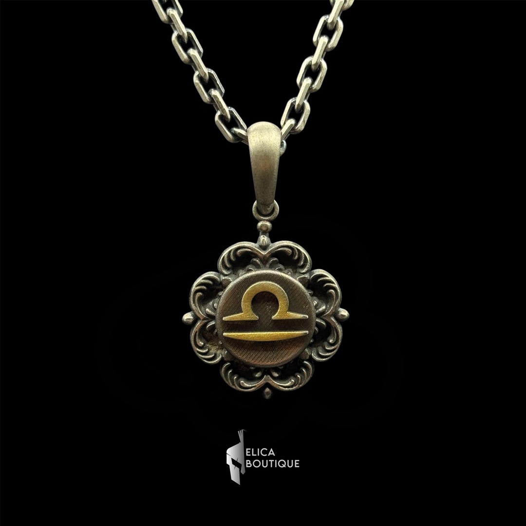 Vintage Libra Zodiac Necklace, 925 Sterling Silver Astrology Pendant - Etsy