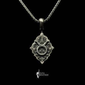 Taurus Zodiac Necklace - Artisan Silver Pendant for Astrology Fans, Unique Vintage Jewelry, Gift for Him or Her