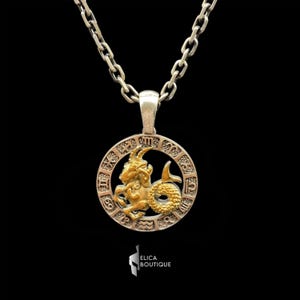 Zodiac Capricorn Pendant Necklace, Handmade Silver Pendant for Astrology Lovers, Vintage  Capricorn Jewelry for Men and Women