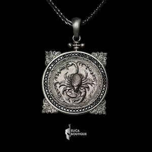 Personalized Zodiac Scorpius Pendant Necklace, Handmade Silver Pendant for Astrology Lovers, Vintage Scorpius Jewelry for Men and Women