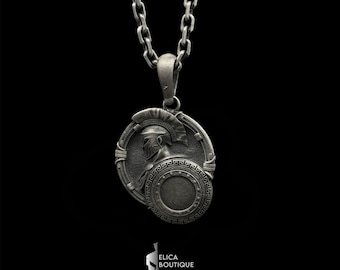 Spartan Helmet Handmade Silver Necklace, Spartan Helmet Silver Men Jewelry, Spartan Helmet Sterling Silver Pendant, Ancient Greece Men Gift