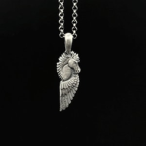 Silver Pegasus Horse Pendant Necklace - Winged Horse Jewelry, Equestrian Gift, Mythical Fantasy Pendant, Horse Lover Necklace.