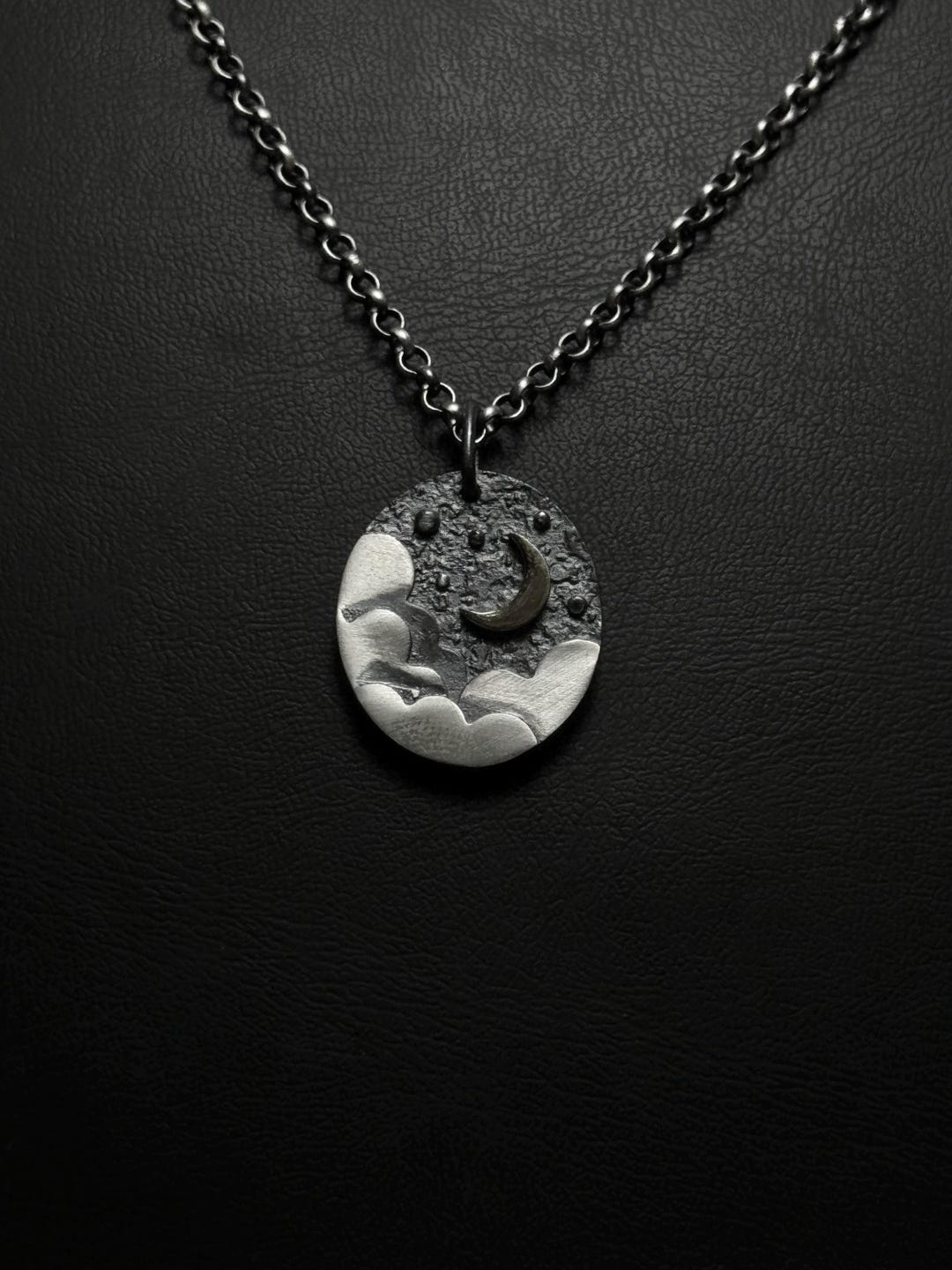 Personalized Sterling Silver Crescent Moon Necklace - Celestial Jewelry ...