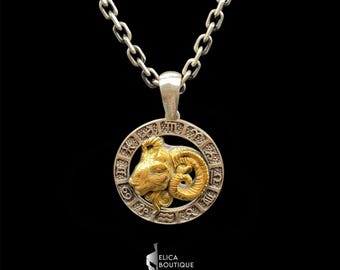 Colgante de Aries hecho a mano, collar de plata con el signo del zodíaco, joyería astrológica para los entusiastas del horóscopo