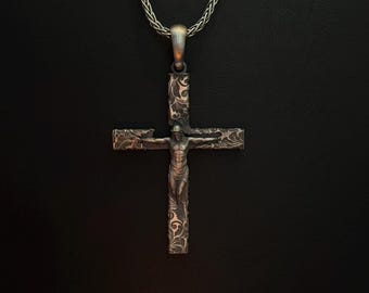 Sterling Silver Crucifix Cross Necklace, Religious Pendant, Christian Jewelry