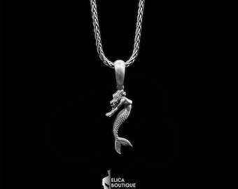 Sterling Silver Mermaid Pendant Necklace, Handmade Silver Mermaid Necklace, Pendant Necklace, Unique Necklace, 30th Birthday Gift For Her