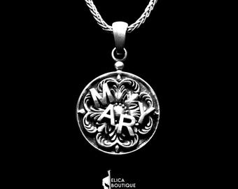 Vintage-Style Name Pendant Necklace - Customizable Silver Jewelry, Perfect Gift for Her Special Day