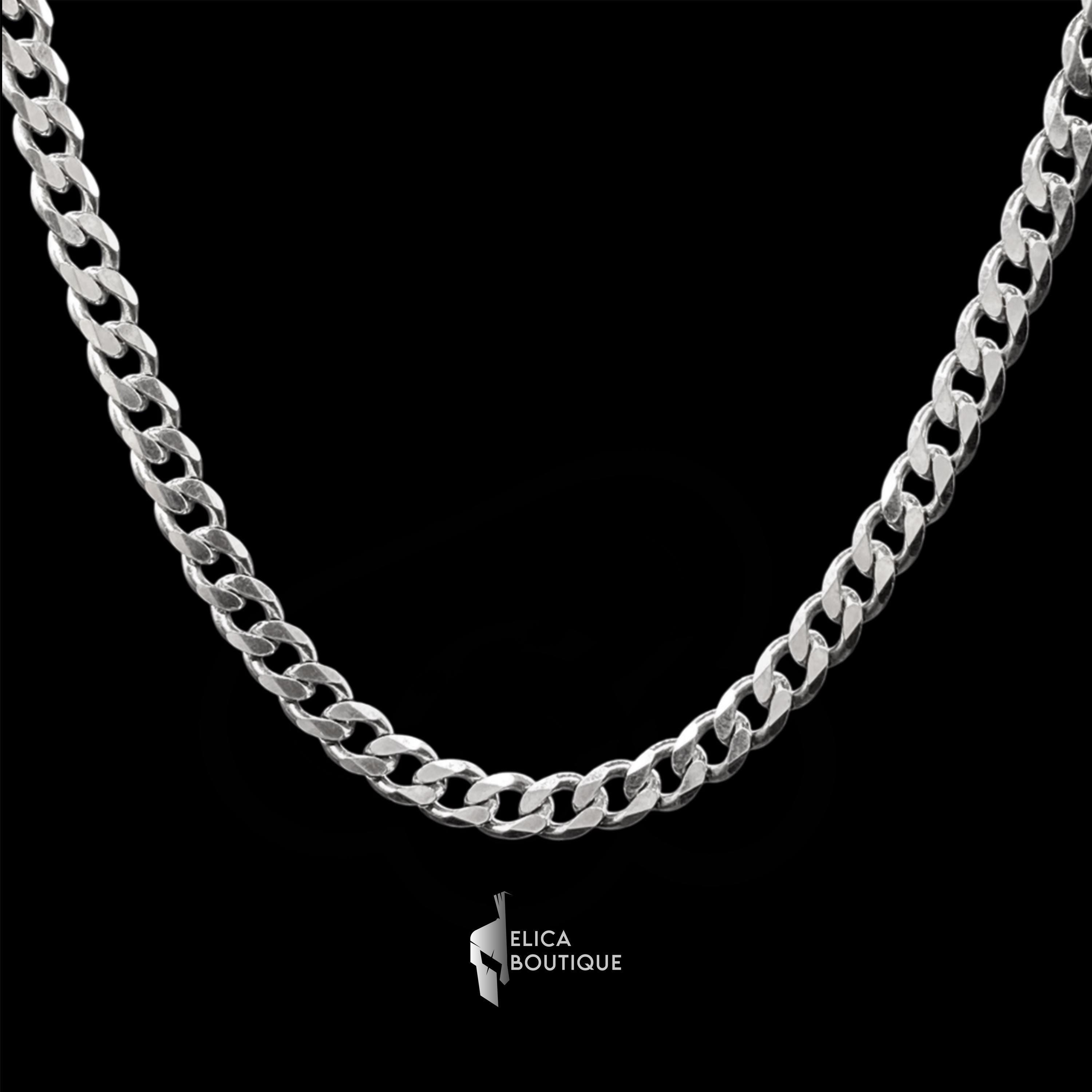 Sterling Silver Cuban Chain Necklace - 925 Sterling Silver Chain 